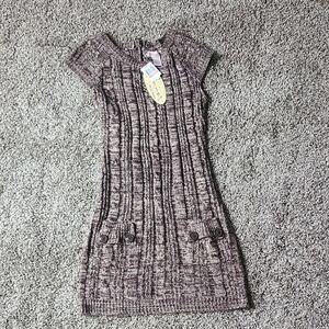 Elegant Brown Knit Sweater Dress